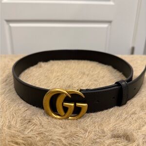 Black Belt with Gold GG Buckle